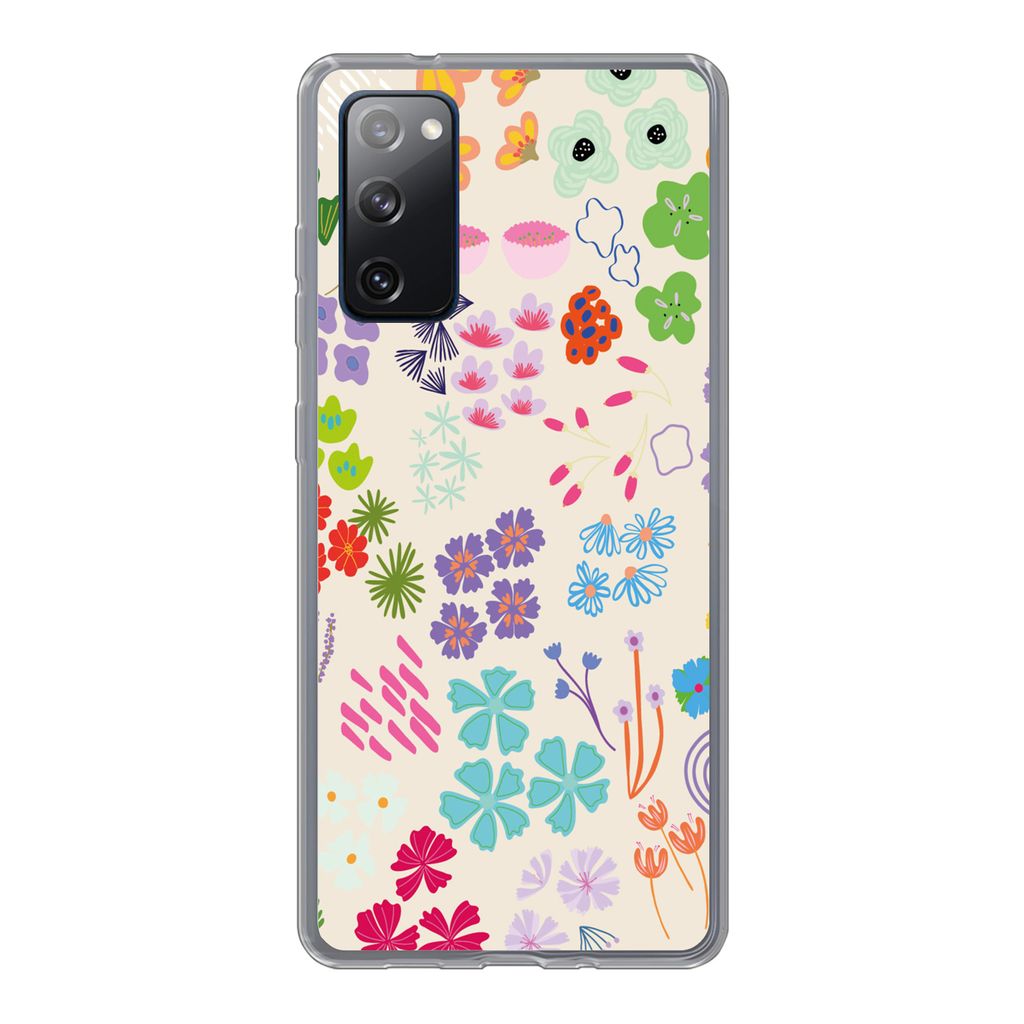 MuchoWow Handyhülle Schutzhülle Hülle für Samsung Galaxy S20 FE Blume - Muster - Anemone Silikon Softcase Handy Hülle - Abdeckung