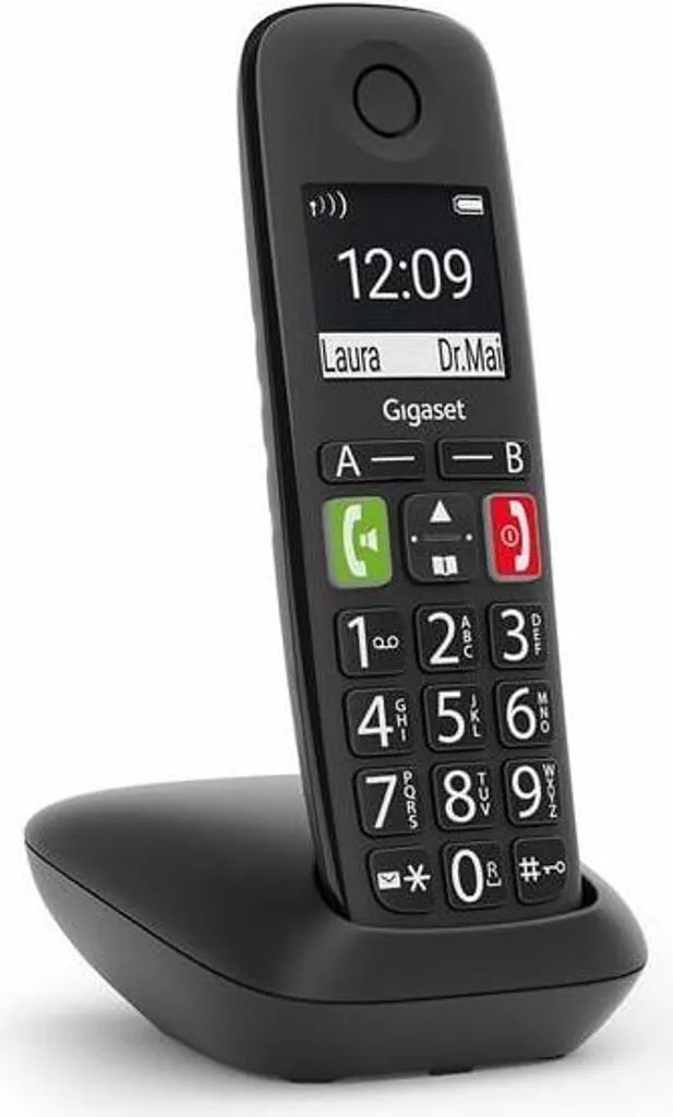 Gigaset E290 Téléphone Fixe Analogique DECT avec Large Écran Noir