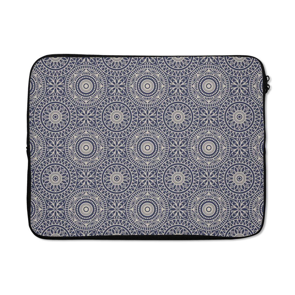 MuchoWow Laptop Hülle 15 Zoll Mandala - Blau - Muster Laptoptasche - Laptoptasche - Sleeve - Rundum-Schutz