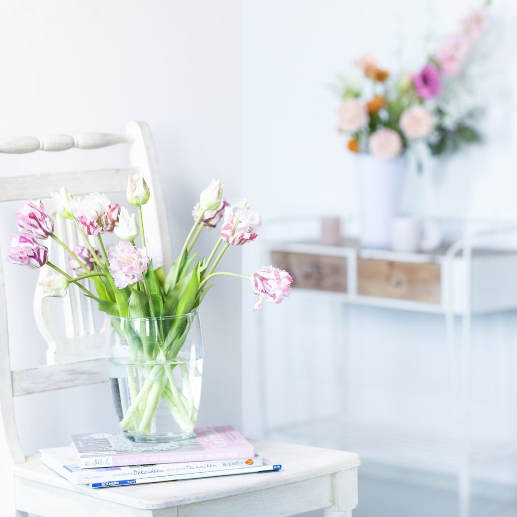 Tulpenstrauß 40cm Lila Papageientulpen künstlich 5 Blüten