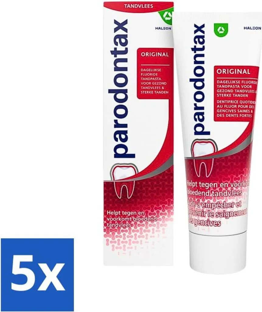 Parodontax - Dentifricio - Originale - Rinforza le gengive e rimuove la placca - 75 ml - Confezione risparmio - 5 pezzi
