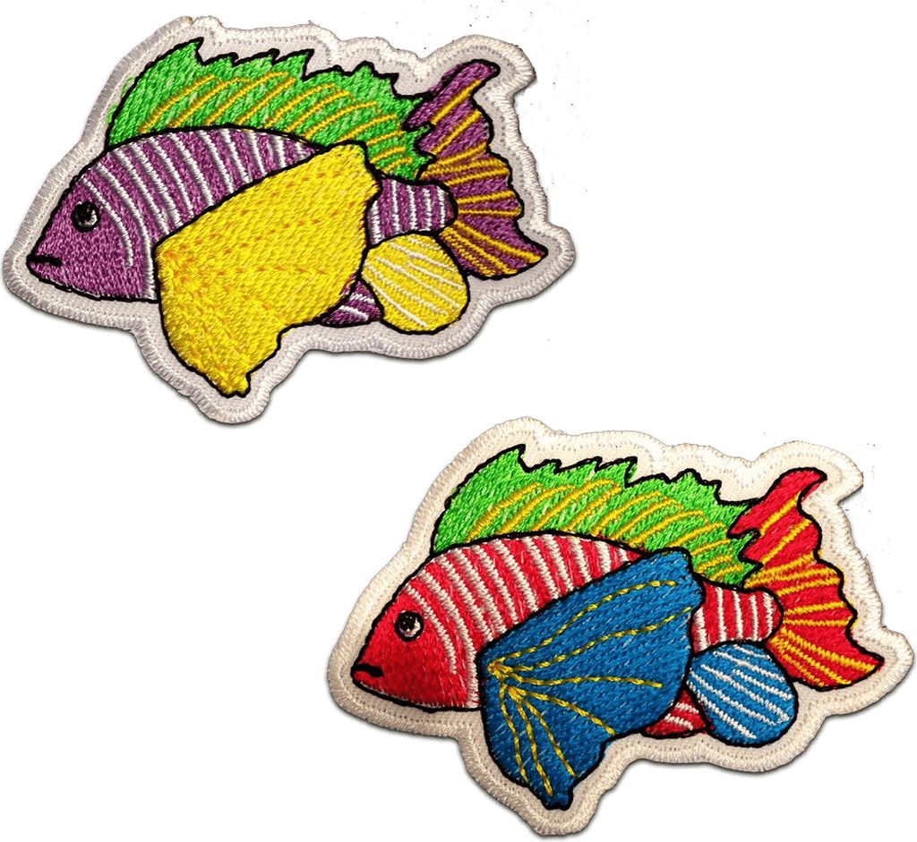 Fisch Tier - Aufnäher, Bügelbild, Aufbügler, Applikationen, Patches, Flicken, Zum Aufbügeln, Größe: 7,5 x 5,3 cm