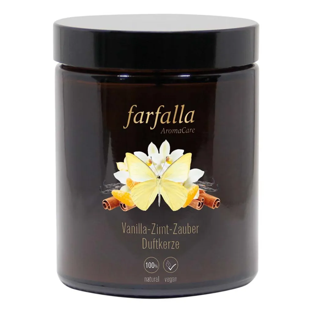 Bougie parfumée Magie vanille-cannelle 160g : senteur épicée gourmande