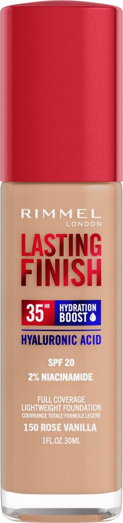 Rimmel London Lasting Finish 35HR SPF20 Full Coverage Lightweight Foundation langanhaltendes Make-up für Einigung des farbigen Hauttones 150 30 ml