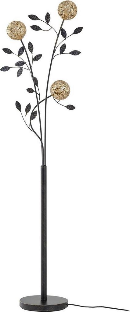 Lucande Stehleuchte Evory, 160 cm, 3-flg., schwarz/gold, G9 Produktbild 