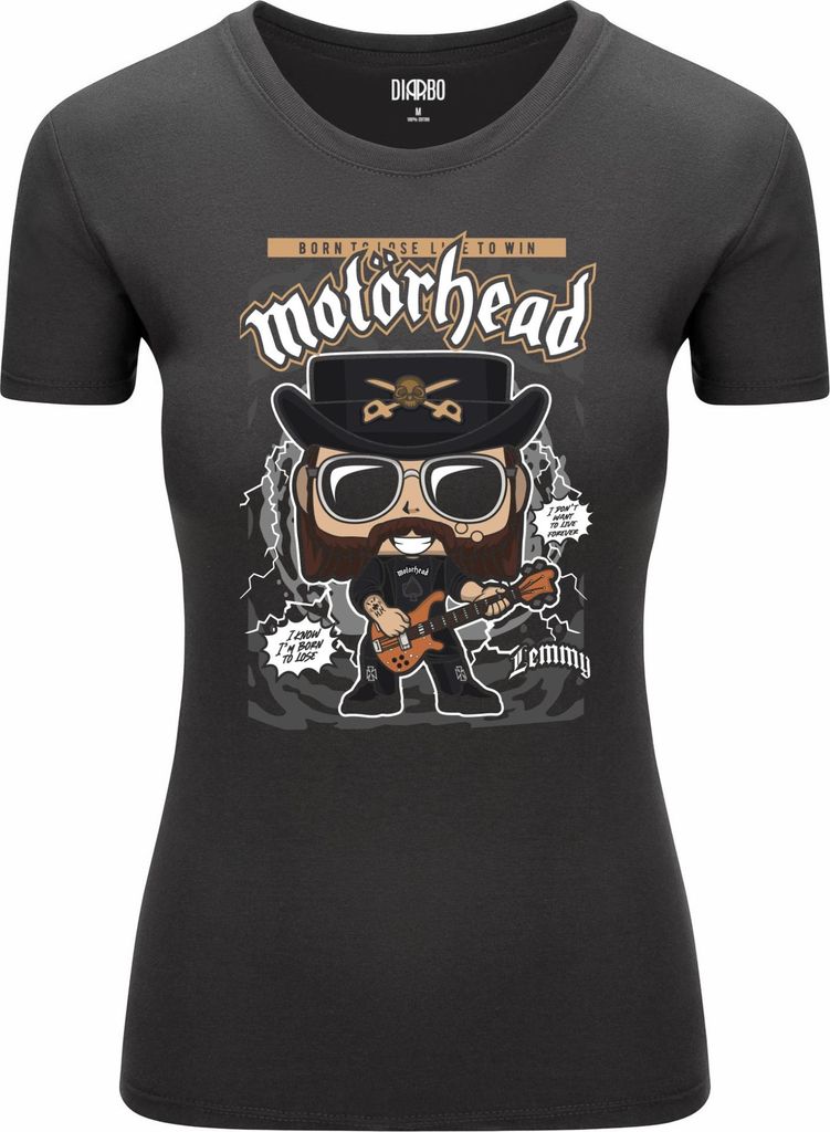 Diarbo Damen T-Shirt mit Musikliebhaber Druck Motörhead Musikplakat Dunkelgrau Gr.M