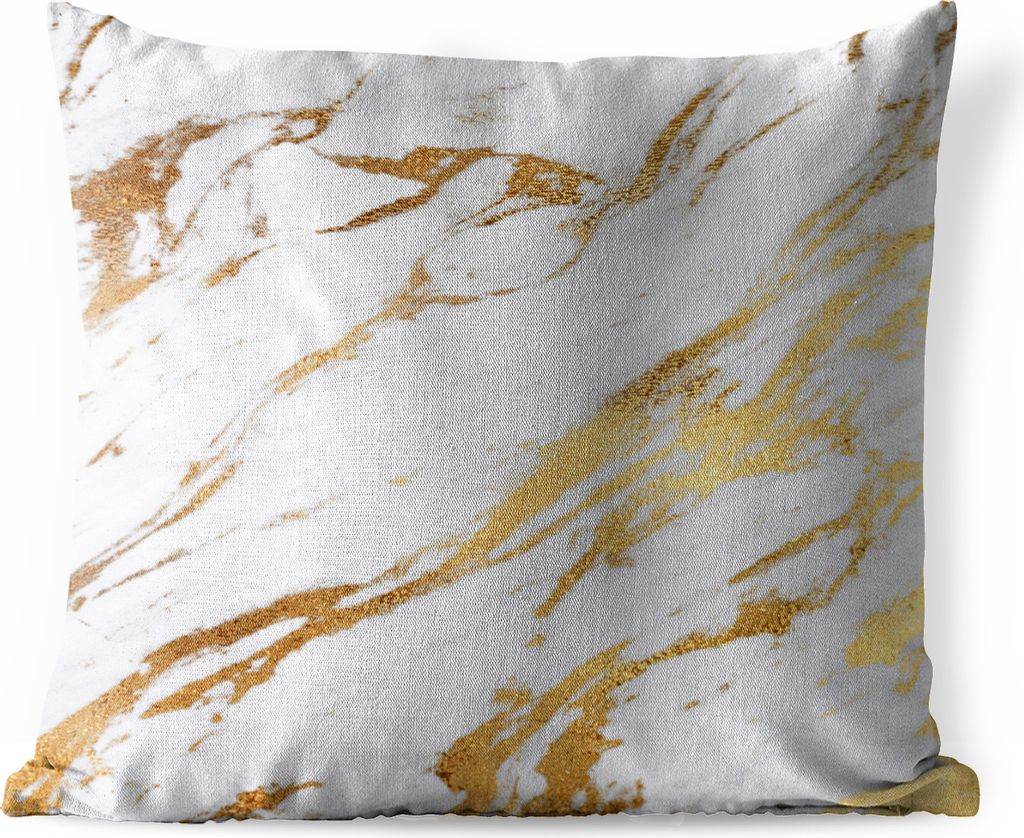 MuchoWow Outdoor Kissen - Marmor - Gold - Weiß - Chic - 45x45 cm - Wetterfest - Lounge Kissen - Fotokissen - Dekoratives Kissen