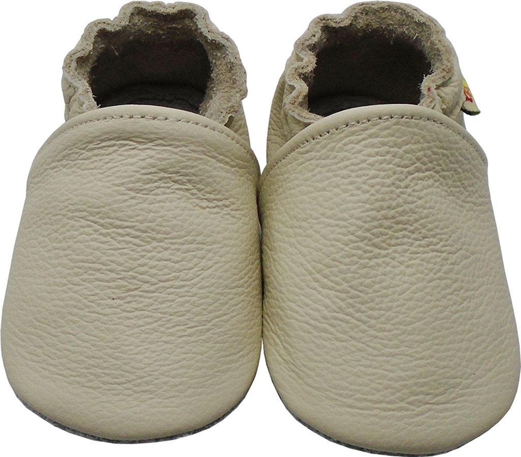 Weiche Yalion Baby Krabbelschuhe Lauflernschuhe Lederpuschen aus echtem Leder Einfarbig Beige ( 0-6 M, EU 18-19 )
