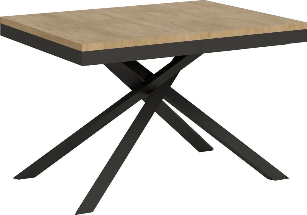 ITYHOME - Ausziehtisch 120/380x90 cm Karida Evolution Eiche Natur Gestell und Füße Anthrazit