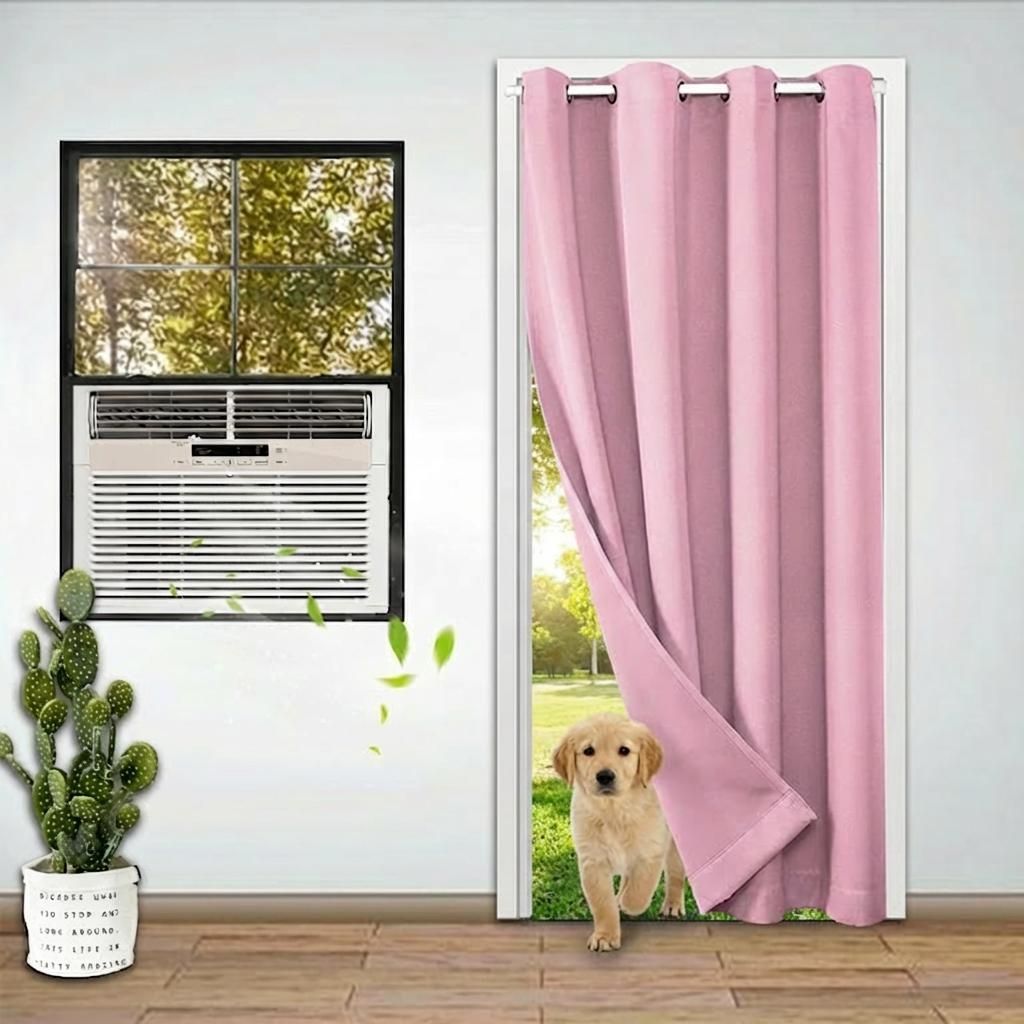 132x244cm Różowa zaciemniająca termiczna zasłona drzwiowa Zdjęcie produktu 