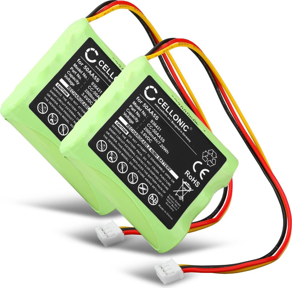CELLONIC 2x Akku für Lautsprecher Kompatibel mit Tonies Tonie Box, 50AA5S - (2000mAh, 3.6V)