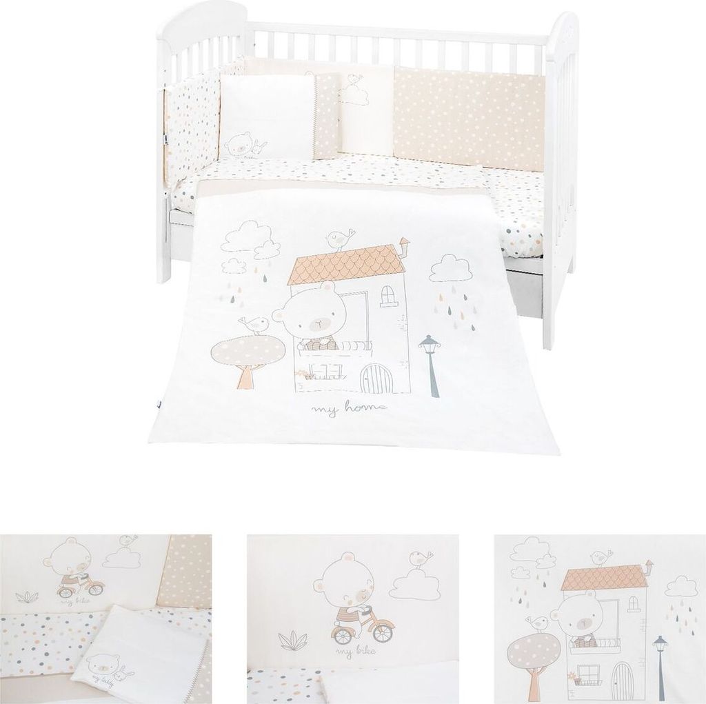 Kikkaboo Babybettwäsche My Teddy 6-teilig Decke 135 x 95 cm Kissen 45 x 35 cm weiß
