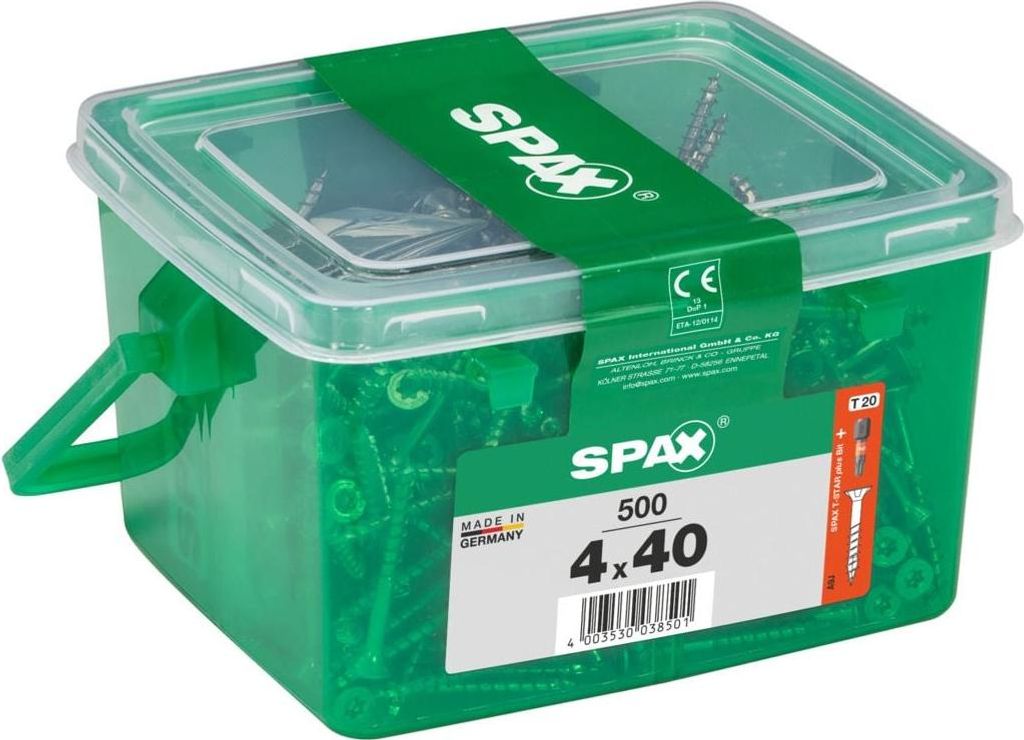 500 Stück SPAX Senkkopf-Torx-Stahlschrauben, Durchm.4 mm x Produktbild 