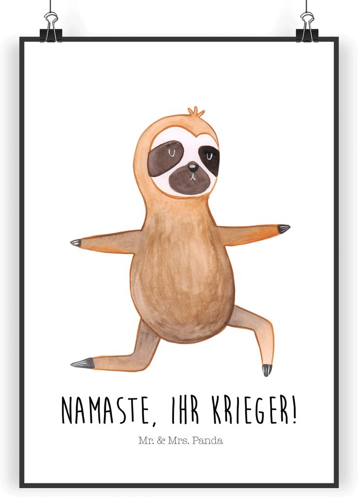 Mr. & Mrs. Panda Bild Faultier Yoga DIN A5 - Weiß - Geschenk, kunstdruck poster, Yogaübungen, drucke, Wandbild, Namaste, wanddeko, Plakat