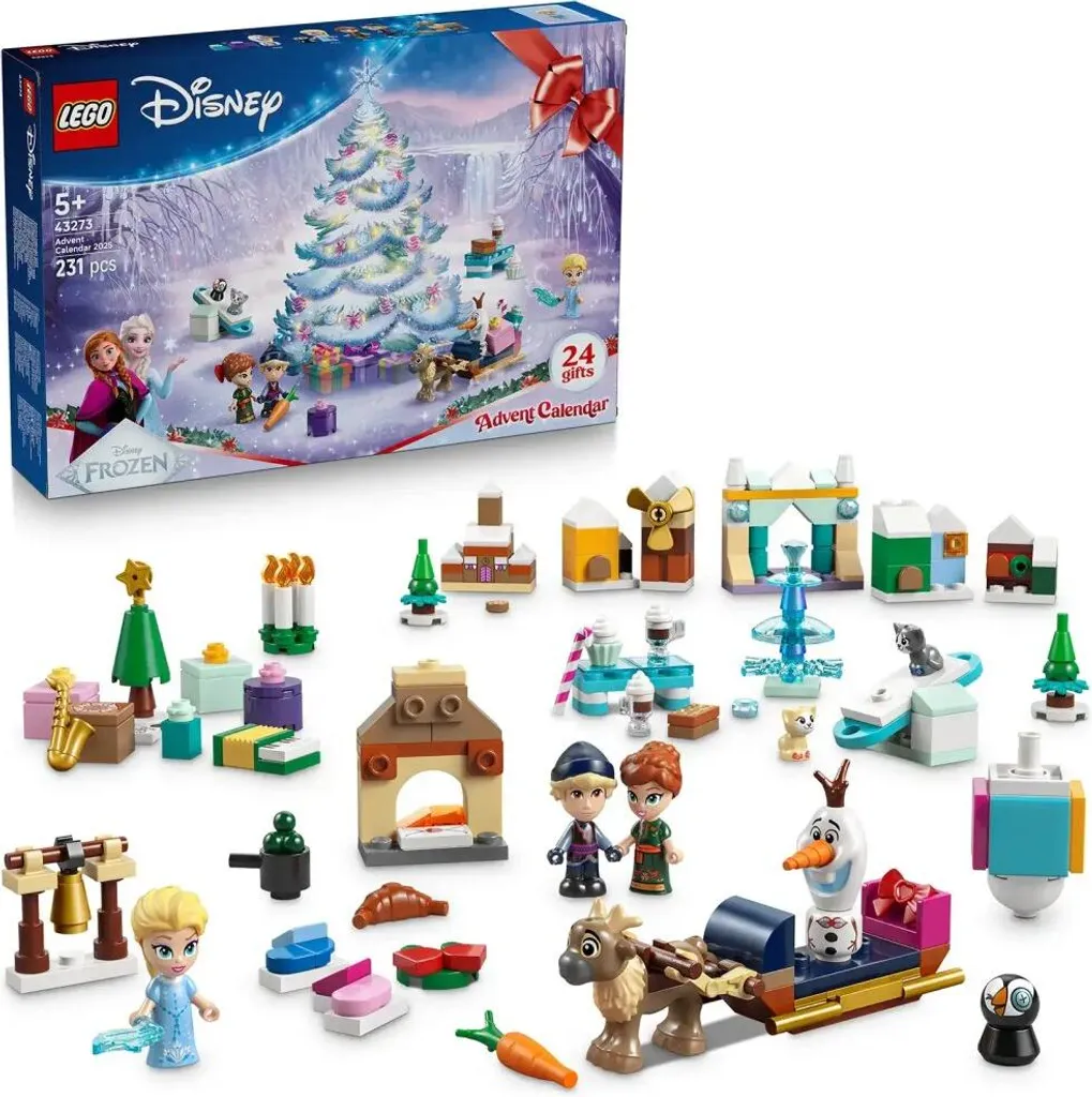 LEGO Disney 43273 Calendrier de l'Avent 2025 avec figurines et châteaux