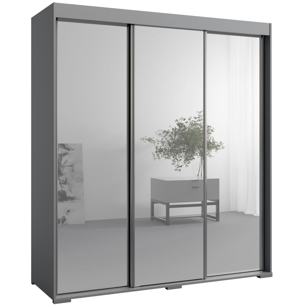 Schiebetürenschrank mit Spiegel Como 3D3L 180 Grau