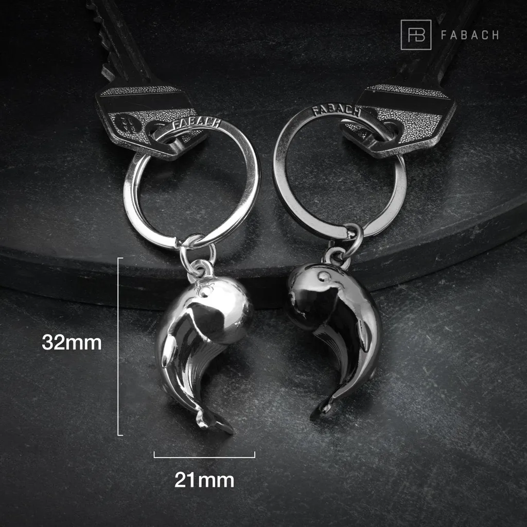 FABACH Porte-clés Baleine Moby pour Couple - Idée Cadeau Saint-Valentin