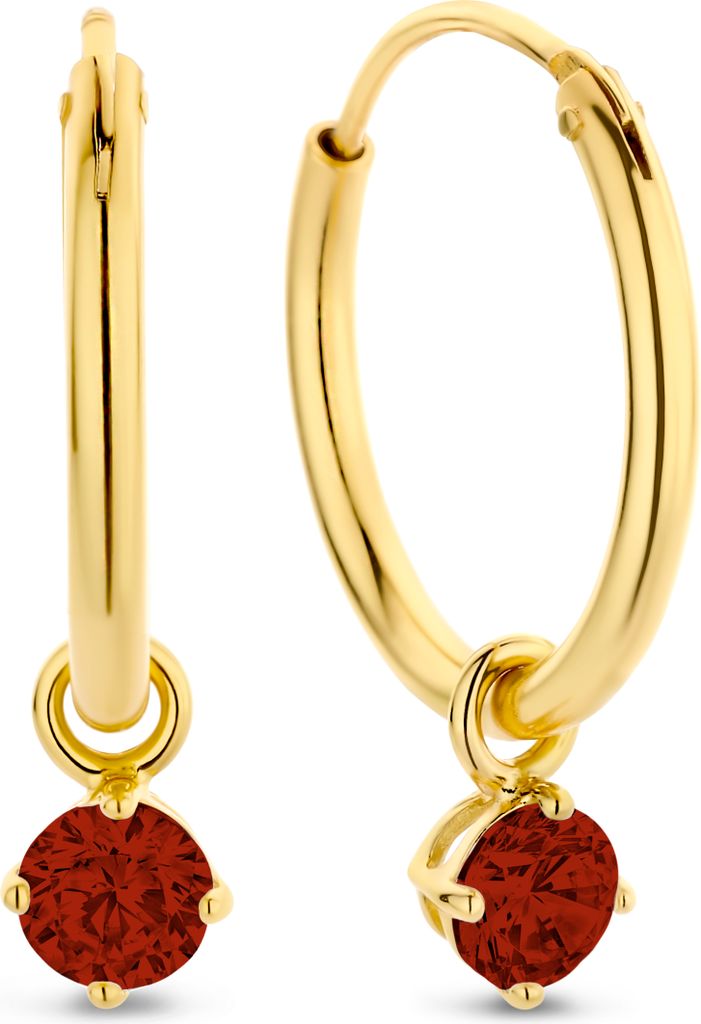 New Bling 9NB-1209 Silber-Ohrringe mit Zirkonia-Anhänger 3mm - Rot - 15 mm - Silber - vergoldet/Gold auf Silber