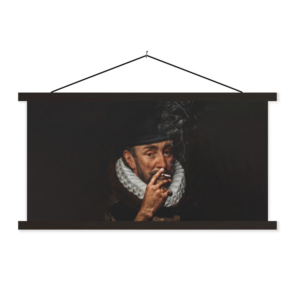 MuchoWow Textilposter Kunst - Wilhelm von Oranien - Zigarette 90x45 cm mit schwarzem Rahmen - Klemmleisten