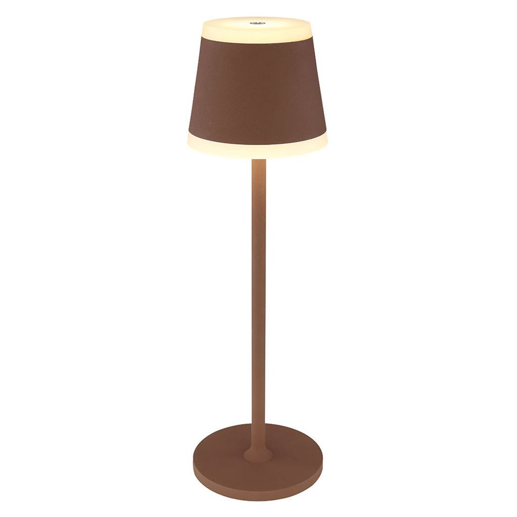 LED Tischleuchte, rost, Touchdimmer, Akku, USB, H 38,5 cm