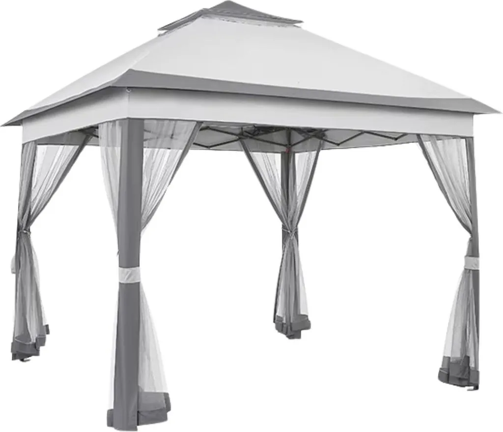 Tente de Réception 3,3m x 3,3m Imperméable - Barnum Pliant Gris Clair