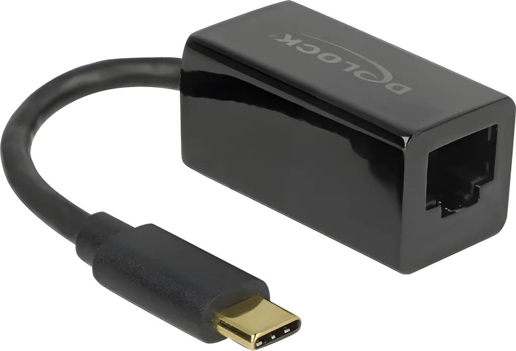 Convertisseur USB Type-C vers Ethernet RJ45 Gigabit LAN Delock Noir