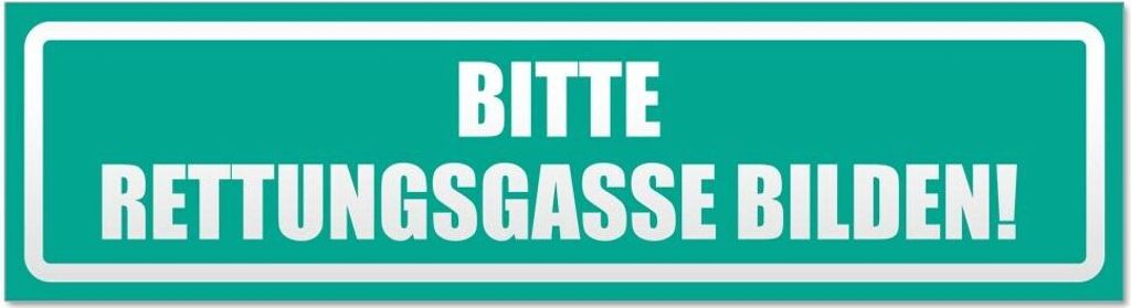 Kiwistar - Autoaufkleber - Türkis - 60 x 16 cm - Bitte Rettungsgasse bilden invertiert - Hinweis Aufkleber Sticker für Auto, Kfz, Fahrrad, PKW, LKW