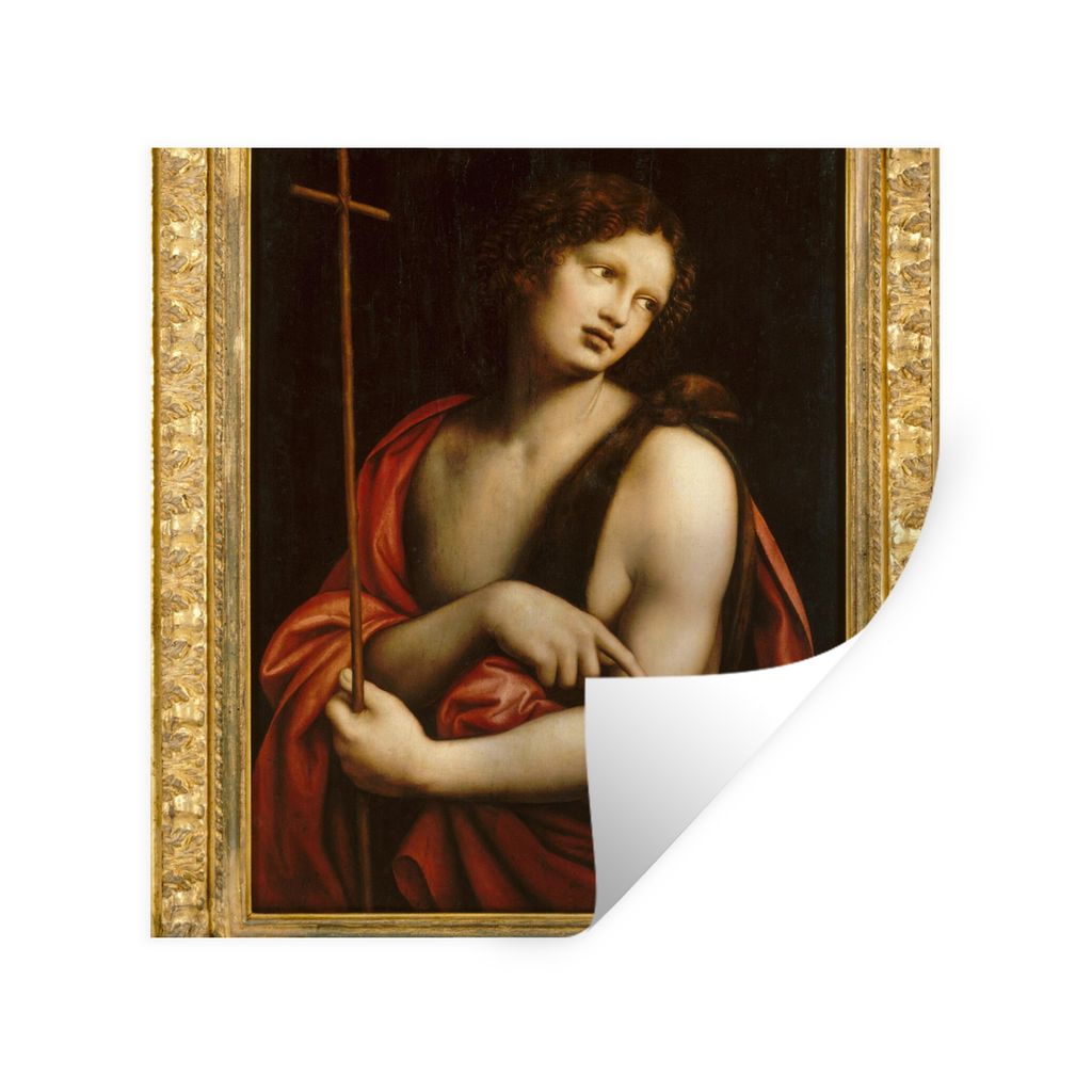 MuchoWow Wandtattoo Wandsticker Wandaufkleber Der heilige Johannes der Täufer - Leonardo da Vinci 100x100 cm Selbstklebend und Repositionierbar ...