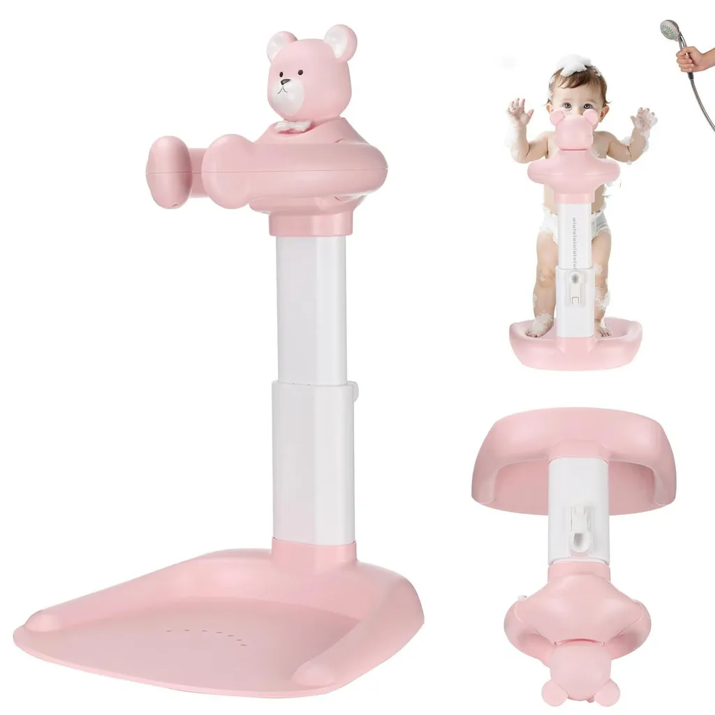 Support baignoire bébé antidérapant fini le mal de dos réglable rose