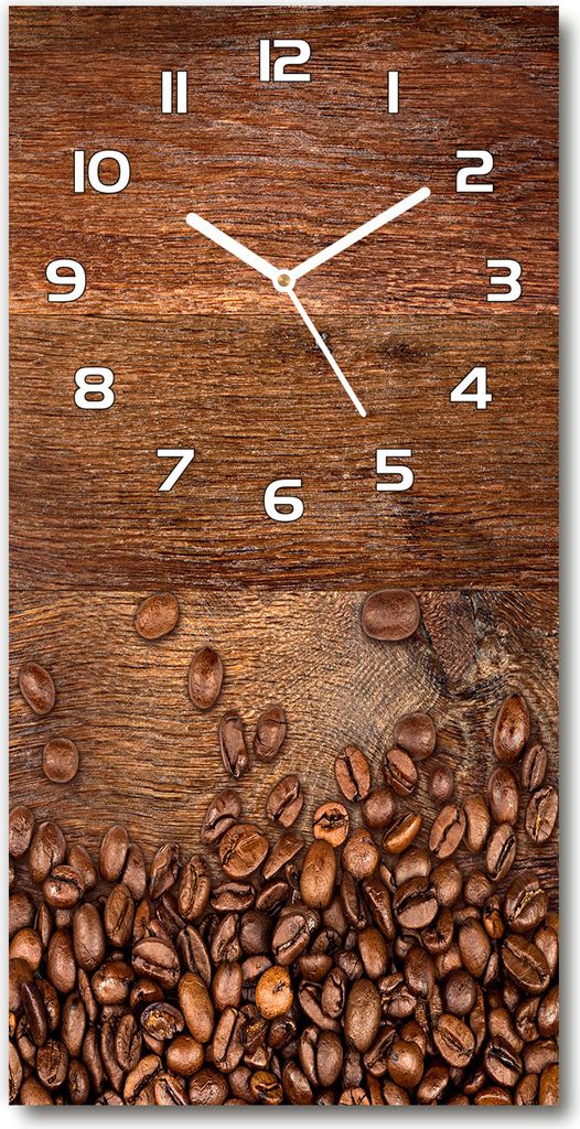 Wanduhr aus Glas – 30x60 cm - Glasbild - Glasuhr - Gehärtetes Glas -Körner Kaffee