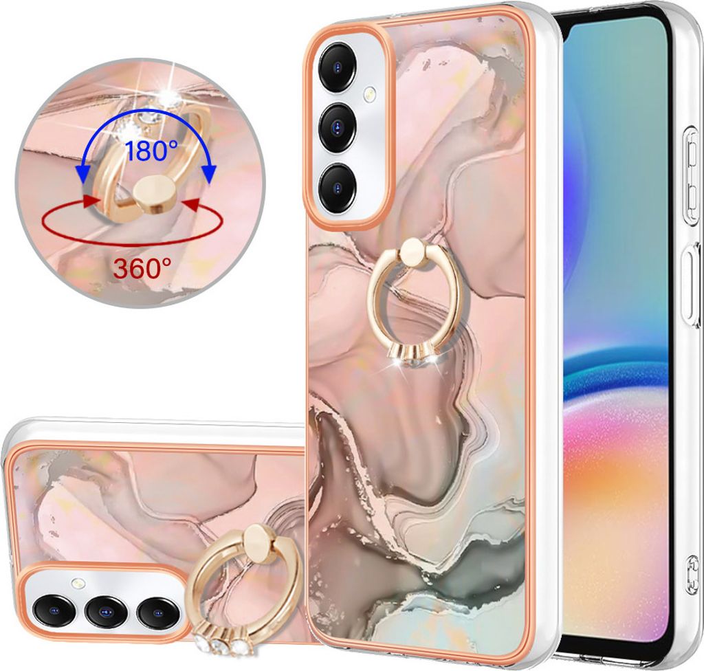 Hülle für Samsung Galaxy A05S Muster TPU Silikon Stoßdämpfer Bumper Schutzhülle mit Ring Ständer Beige