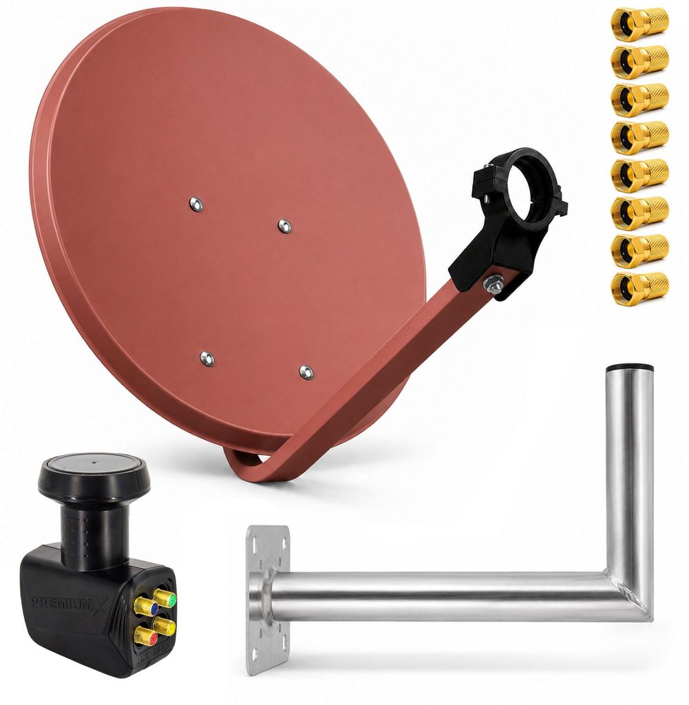 PremiumX SAT Anlage 80cm Satellitenantenne Quad LNB Produktbild 