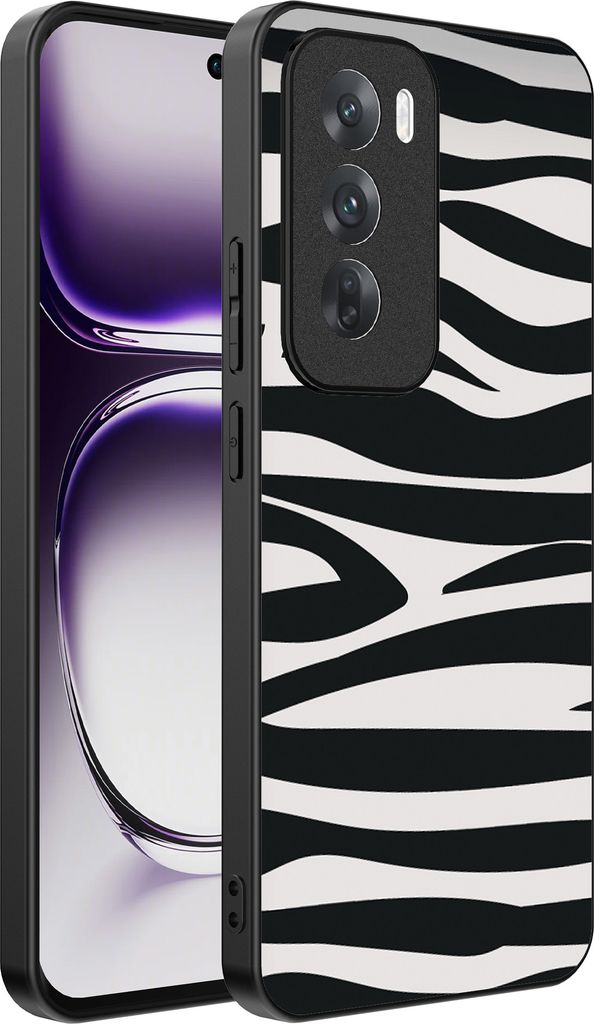 Smartphonica Telefon Fall geeignet für Oppo Reno 12 Pro mit Zebra-Druck - TPU zurück Abdeckung Fall Zebra-Design - Schwarz Weiß