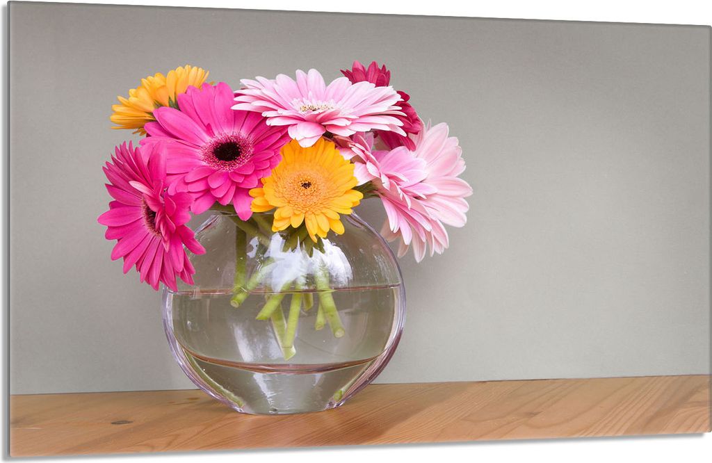 Herdabdeckplatte 80x52cm 1-teilig Glaskeramikkochfeld-Abdeckung Spritzschutz, Gerbera Bunt