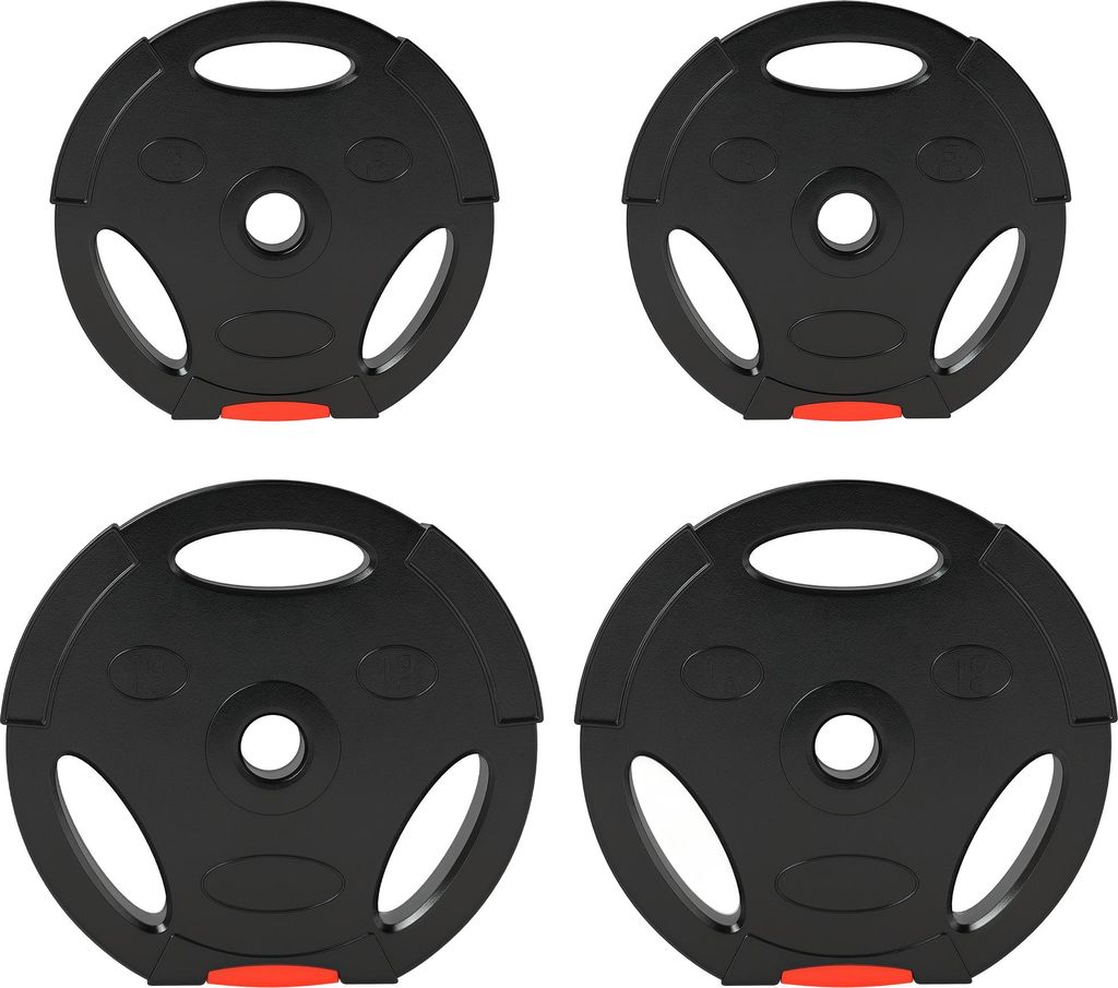 SPORTNOW 4er-Set Hantelgewichte, 2 x 5 kg/10kg Gewichte, Hantelscheiben-Set, Gewichtsscheiben für 2,5 cm Hantelstange, Ø 30 mm Bohrung, Schwarz