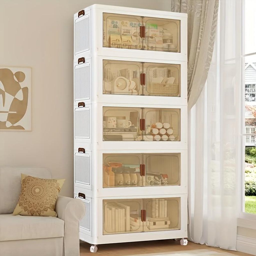 5 couches Armoire pliablePolyvalente en plastique，Armoires Image du produit 