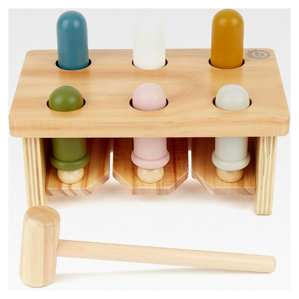 Hammerspiel für Babys ab 1 Jahr - Holz Motorik- und Aktivitätsboard - Klopfspiel mit Hammerbank