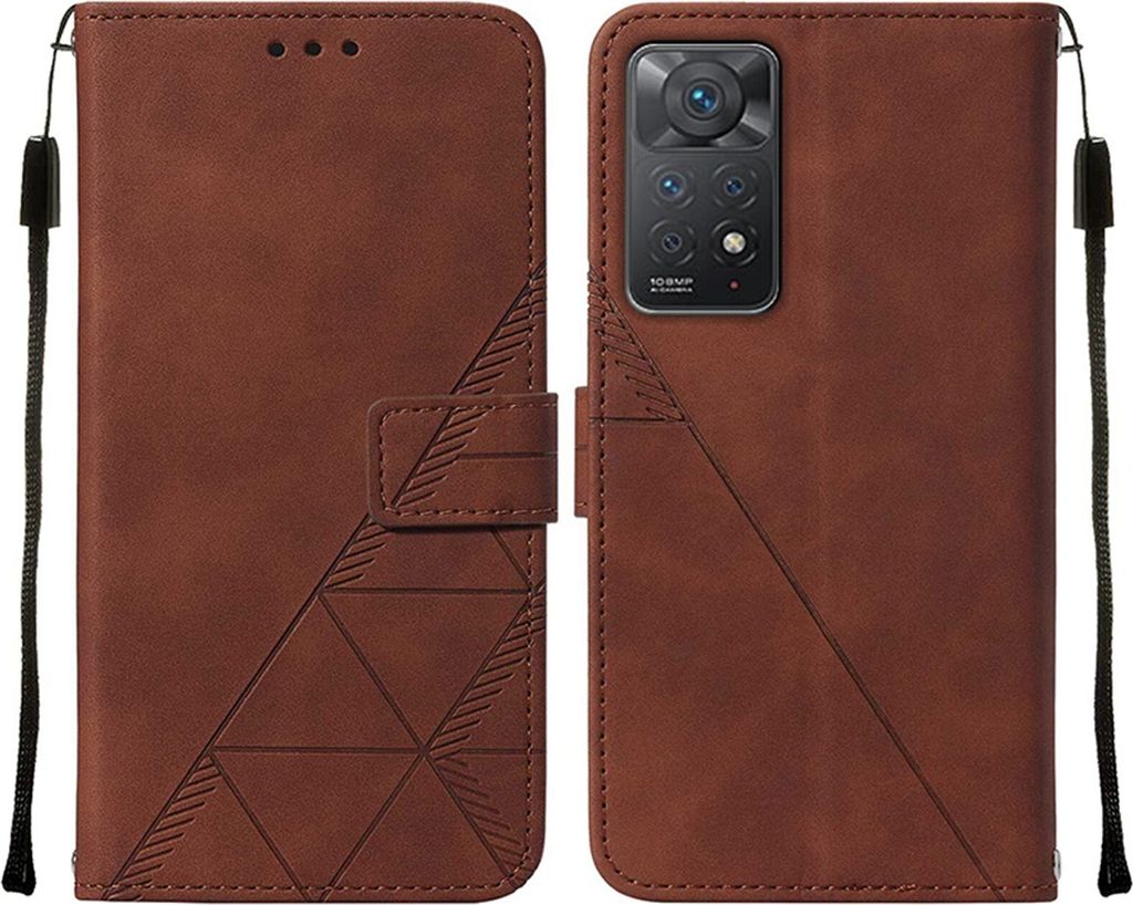 Redmi Note 11 Pro Hülle, Schlank Prägung Flip Leder Kartenfächer Schutzhülle mit Ständer für Xiaomi Redmi Note 11 Pro 5G / 4G Braun