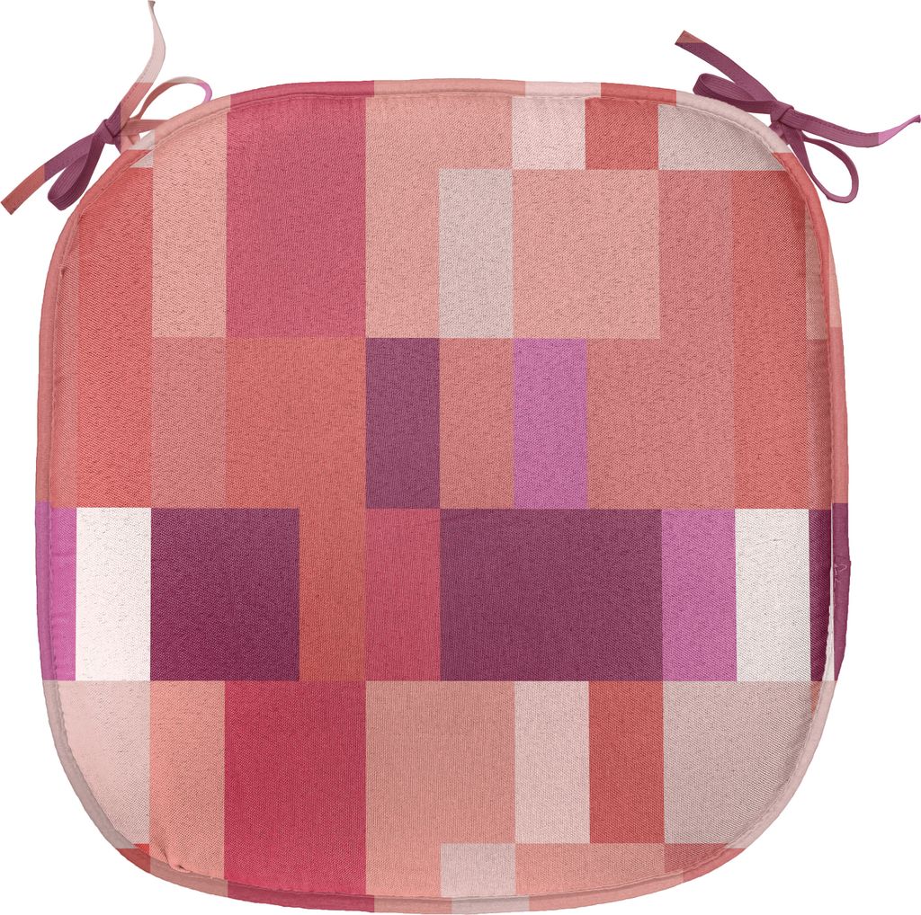 ABAKUHAUS Pfirsich Polster für Esszimmerstühle, Geometrisches Quadrat Bunte, Dekoratives wasserfestes Kissen mit Riemen für Küchensitze, 40 cm ...