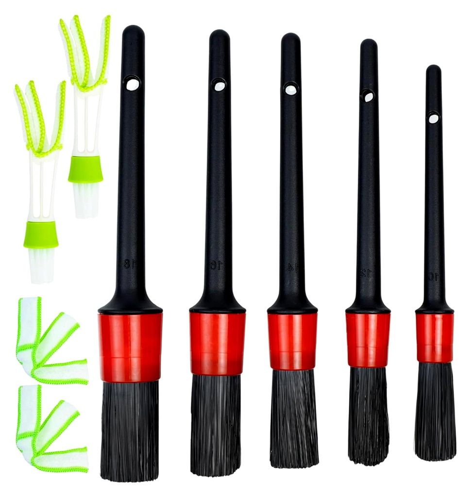 Reinigungsbürsten Set, 7-teilig, Universalbürsten mit sechs Bürstenköpfen, Bürstenset für Auto und Haushalt, Reinigungshilfe für Innen und A...