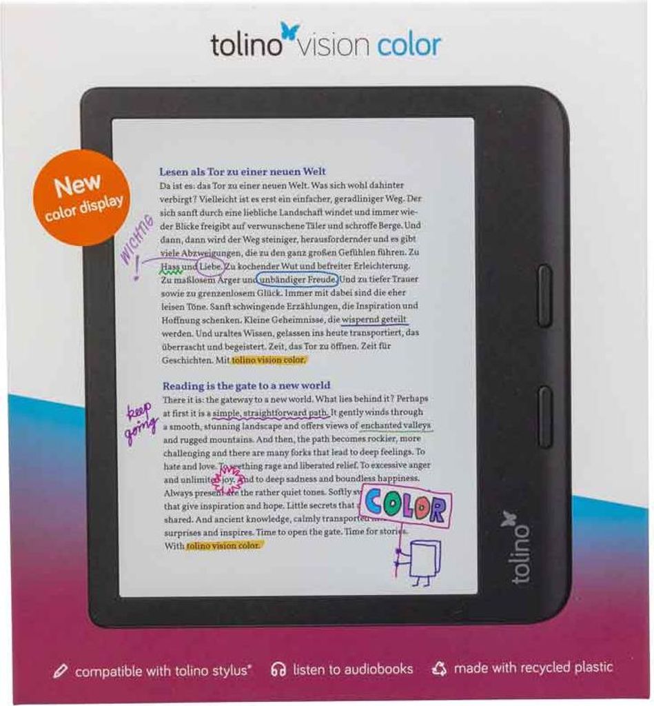 Tolino 4016621130183, 17,8 cm (7"), E-Tinte Kaleido, 1264 x Produktbild 