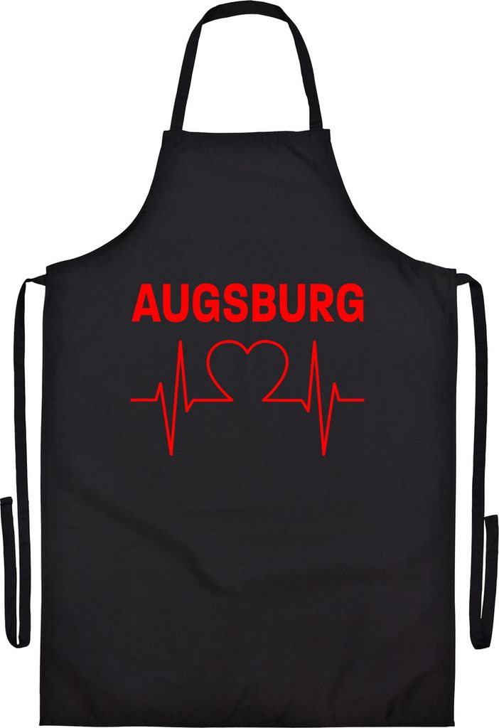multifanshop Grillschürze - Augsburg - Herzschlag, schwarz, Größe one size