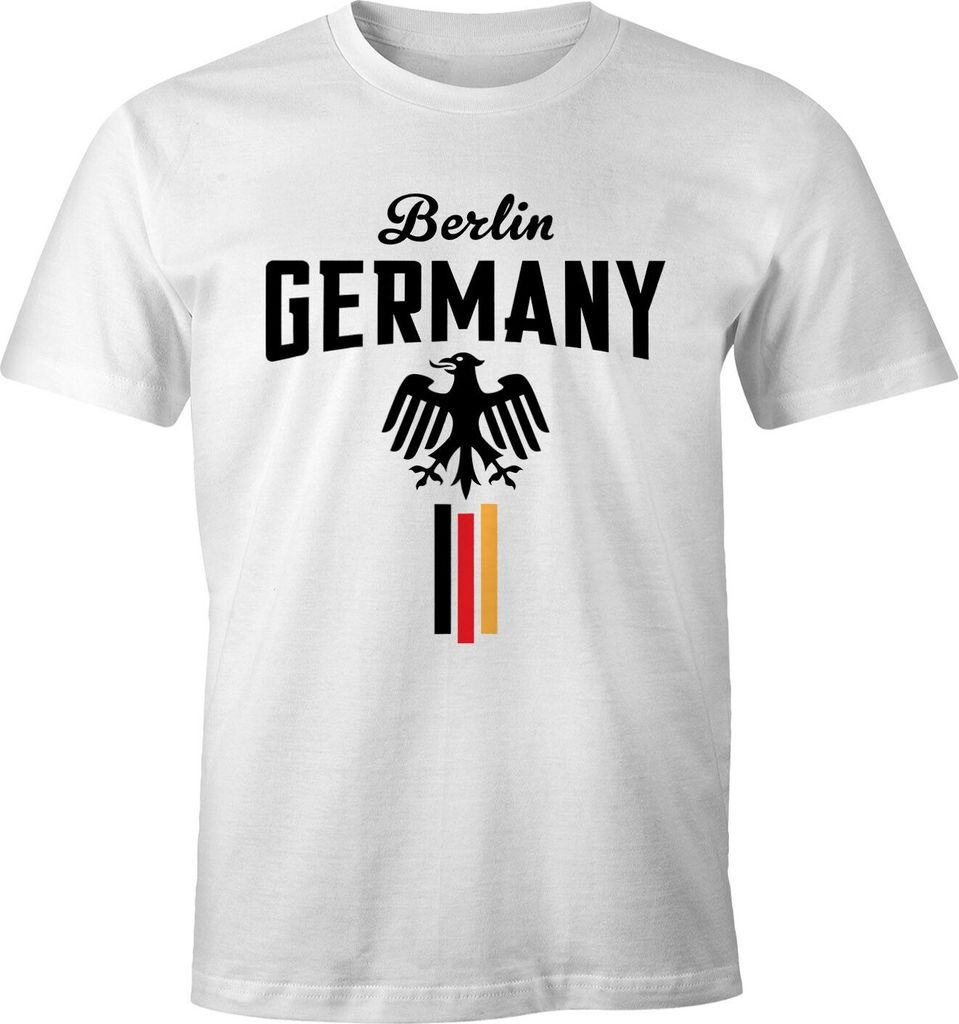 Herren WM-Shirt Fan-Shirt Deutschland Fußball Weltmeisterschaft 2018 Berlin Adler Moonworks weiß XS