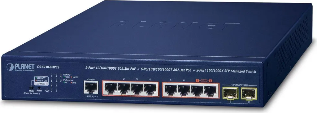 Planet Injecteur PoE++ 802.3bt 2 Ports Ge et 6 Ports 802.3at avec SFP