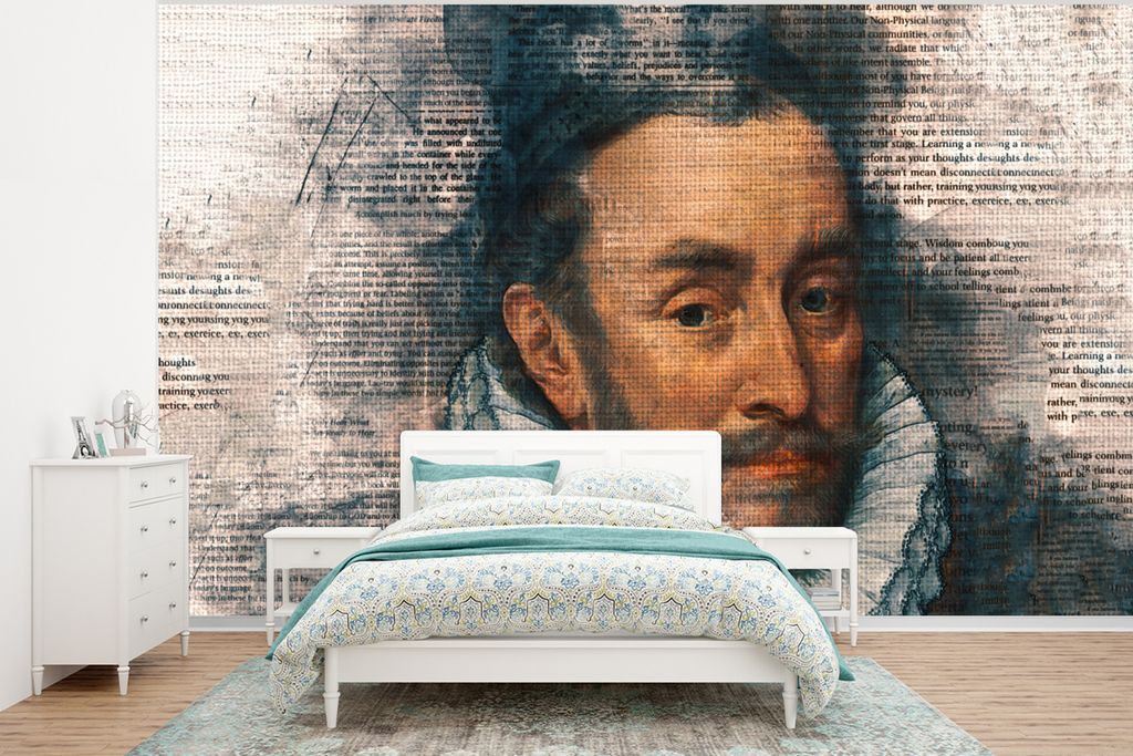 MuchoWow Fototapete für Wohnzimmer oder Schlafzimmer Wandtapete Vinyl Motivtapete Wilhelm von Oranien - Adriaen Thomasz - Collage - 375x280 cm -...