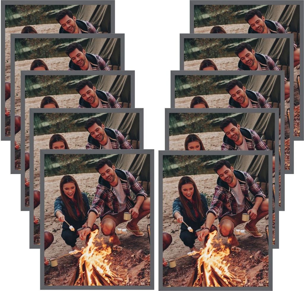 10x Bilderrahmen Fotorahmen Kunststoff grau 30x40 cm