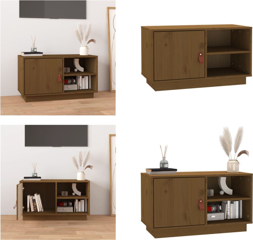 vidaXL TV Schrank Honigbraun 70x34x40 cm Massivholz Kiefer - TV-Schrank - TV-Schränke - TV-Möbel - TV-Ständer
