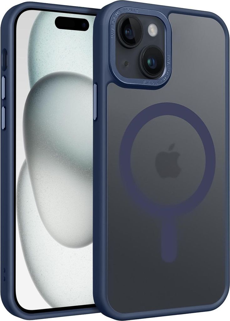 Handyhülle für iPhone 15 Hülle MagSafe kompatibel mit Metall Kamerarahmen Magnet Case TPU Kantenschutz