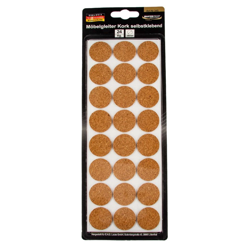 MASTERPROOF PROFESSIONAL Möbelgleiter Ø 28 mm, Kork, Produktbild 