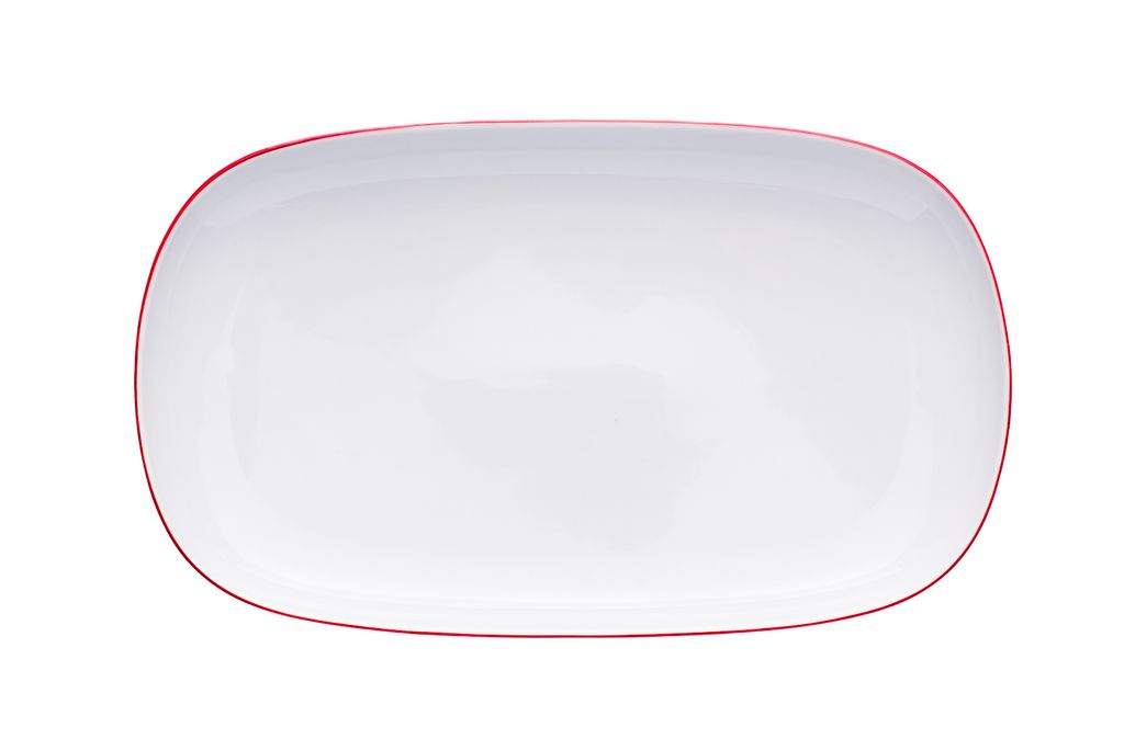 Thun 1794 Tom, ovale Schale, 36 cm, rot gestreift, Porzellan, Thun
